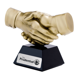 Shake Hand Award with Woodbase Gold (Discontinued)